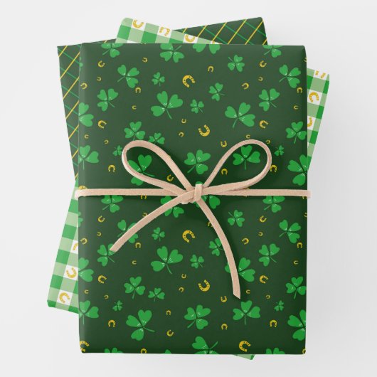 Saint Patricks Day Shamrock & Lucky Charms Green Geschenkpapier Set (Beispiel)