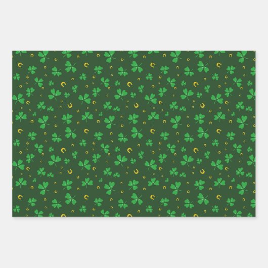 Saint Patricks Day Shamrock & Lucky Charms Green Geschenkpapier Set (Vorderseite)