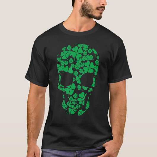 Saint Patrick's Day Shamrocks Skull T-Shirt (Vorderseite)