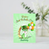 Saint Patrick's Green Bunny Cartoon Postkarte (Stehend Vorderseite)