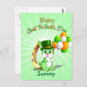 Saint Patrick's Green Bunny Cartoon Postkarte (Vorne/Hinten)