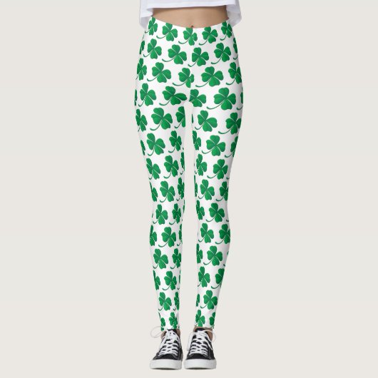 Saint Patricks Green Kleeblatt Pattern Leggings (Vorderseite)