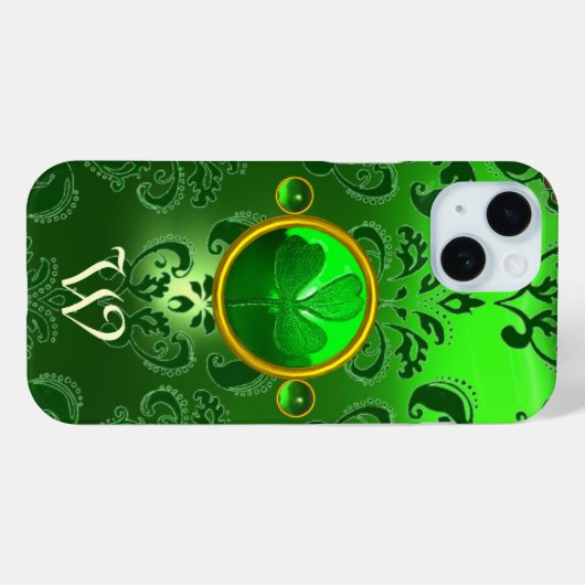 SAINT PATRICK'S KLEEBLATT GREEN DAMASK MONOGRAM Case-Mate iPhone HÜLLE (Rückseite (Horizontal))