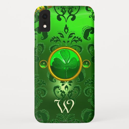 SAINT PATRICK'S KLEEBLATT GREEN DAMASK MONOGRAM Case-Mate iPhone HÜLLE (Rückseite)