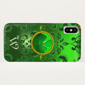 SAINT PATRICK'S KLEEBLATT GREEN DAMASK MONOGRAM Case-Mate iPhone HÜLLE (Rückseite (Horizontal))