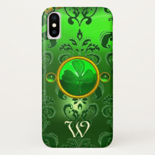 SAINT PATRICK'S KLEEBLATT GREEN DAMASK MONOGRAM Case-Mate iPhone HÜLLE
