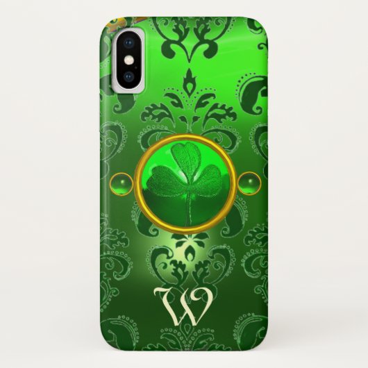 SAINT PATRICK'S KLEEBLATT GREEN DAMASK MONOGRAM Case-Mate iPhone HÜLLE (Rückseite)