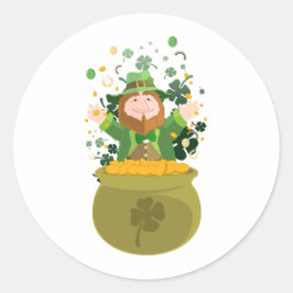 Saint Patrick's Leprechaun  Runder Aufkleber