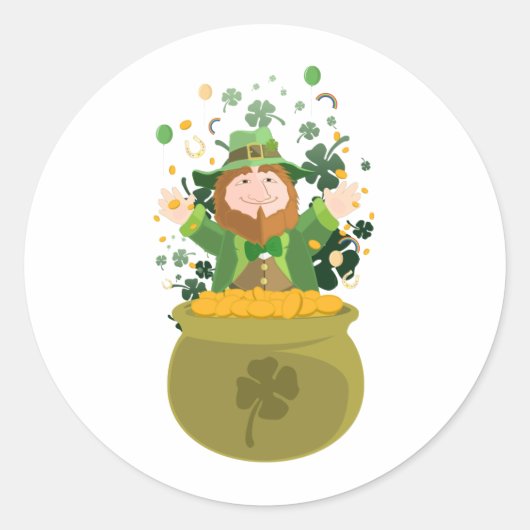 Saint Patrick's Leprechaun  Runder Aufkleber (Vorderseite)