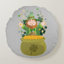 Saint Patrick's Leprechaun Rundes Kissen