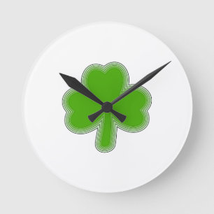 Saint Patrick's Shamrock-Zeichnung Runde Wanduhr
