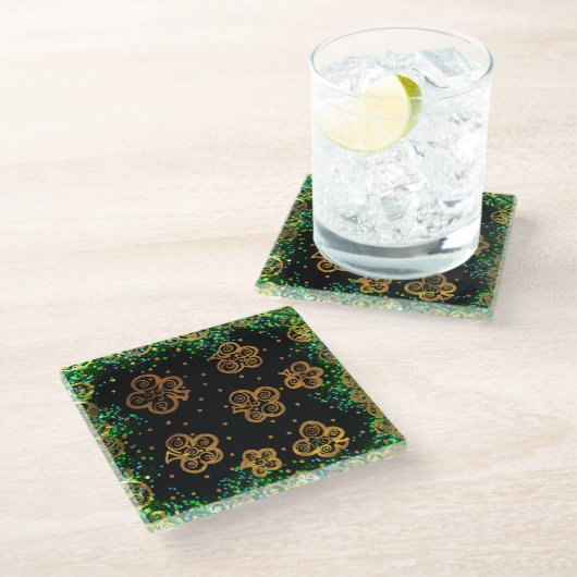 Saint Patty Art Glasuntersetzer (Schrägansicht)