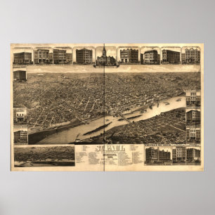 Saint Paul Minnesota 1883 Antike Panoramakarte Poster