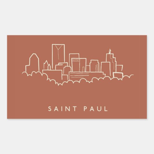 Saint Paul, Minnesota Skyline Rechteckiger Aufkleber (Vorderseite)