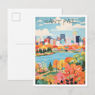 Saint Paul Minnesota Vintage Reise Kunst Postkarte