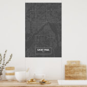 Saint Paul, Minnesota (weiß auf schwarz) Poster (Küche)