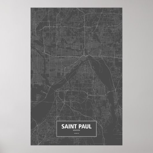 Saint Paul, Minnesota (weiß auf schwarz) Poster (Vorne)