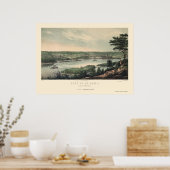 Saint Paul, MN Panorama Karte - 1853 Poster (Küche)