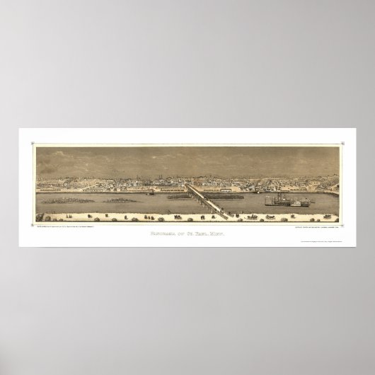 Saint Paul, MN Panorama Karte - 1873 Poster (Vorne)