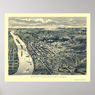 Saint Paul, MN Panorama Karte - 1893 Poster