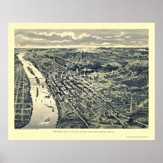 Saint Paul, MN Panorama Karte - 1893 Poster (Vorne)