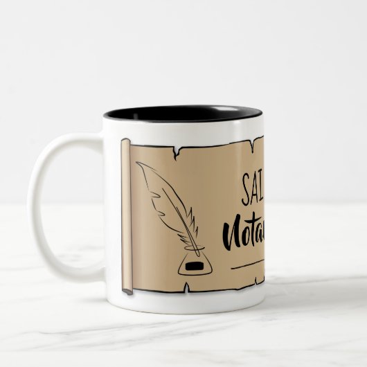 Saint Paul Notary Public Scroll Feather Quill Zweifarbige Tasse (Links)