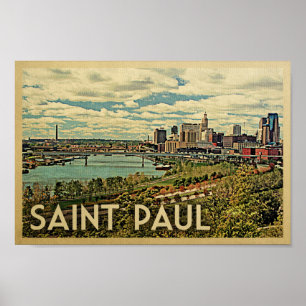 Saint Paul-Plakat-Minnesota-Skyline-Druck Poster