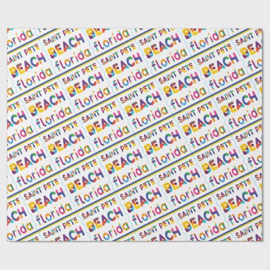 Saint Pete Beach, Florida. Farbiges Textmuster Geschenkpapier (Flach)