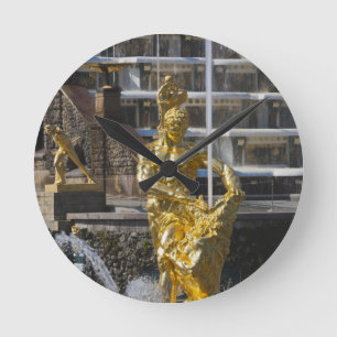 Saint Petersburg, Grand Cascade fountains Runde Wanduhr