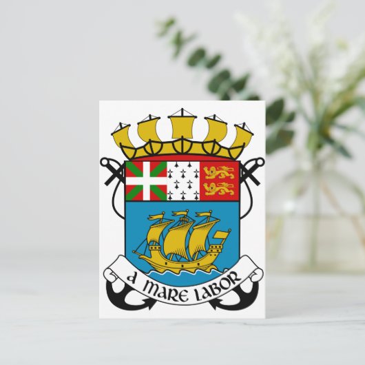 Saint Pierre und Miquelon (Frankreich) Wappen Postkarte (Stehend Vorderseite)