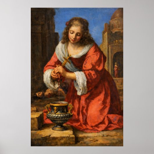 Saint Praxedis by Johannes Vermeer Poster (Vorne)
