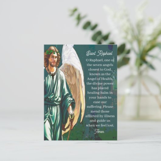 Saint Raphael Healing Archangel Angel Prayer Blank Postkarte (Stehend Vorderseite)