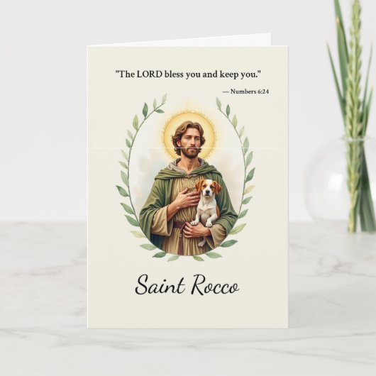 Saint Rocco Gods Frieden mit der Schrift Karte (Vorderseite)