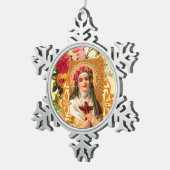 Saint Rose Lima Snowflake Schneeflocken Zinn-Ornament (Rechts)