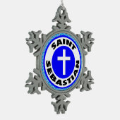 Saint Sebastian Schneeflocken Zinn-Ornament (Links)