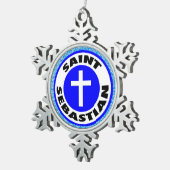 Saint Sebastian Schneeflocken Zinn-Ornament (Rechts)