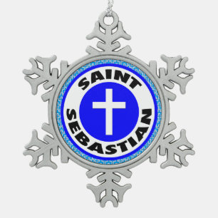 Saint Sebastian Schneeflocken Zinn-Ornament