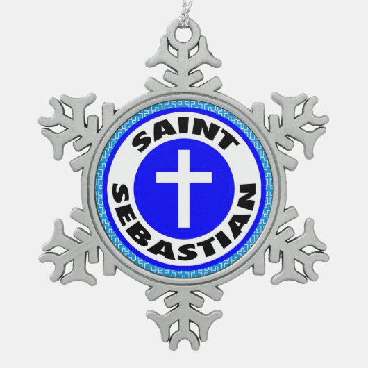 Saint Sebastian Schneeflocken Zinn-Ornament (Vorderseite)