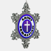 Saint Sebastian Schneeflocken Zinn-Ornament (Links)