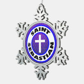 Saint Sebastian Schneeflocken Zinn-Ornament (Rechts)