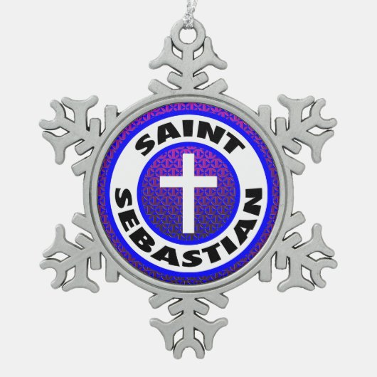 Saint Sebastian Schneeflocken Zinn-Ornament (Vorderseite)