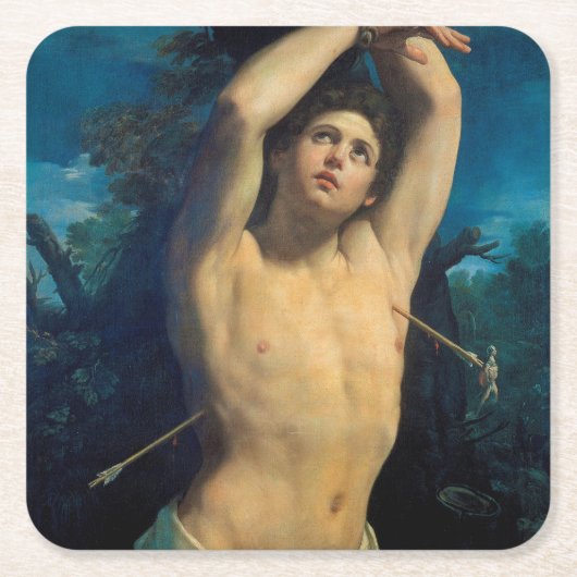 Saint Sebastian (St. Sebastian), Guido Reni Rechteckiger Pappuntersetzer (Vorderseite)