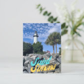 Saint Simons Island Beach Lighthouse Postcard Postkarte (Stehend Vorderseite)