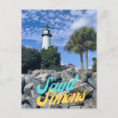 Saint Simons Island Beach Lighthouse Postcard Postkarte (Vorderseite)