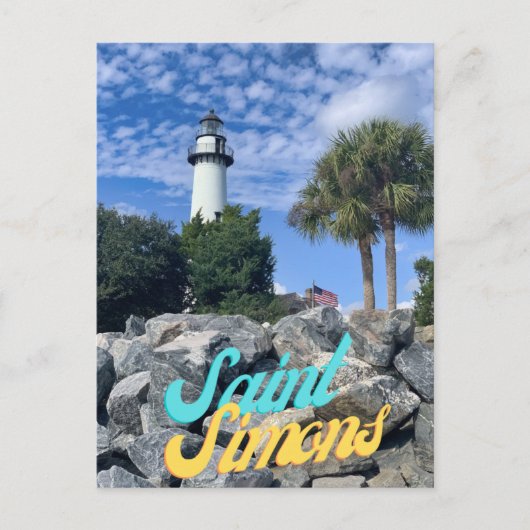 Saint Simons Island Beach Lighthouse Postcard Postkarte (Vorderseite)