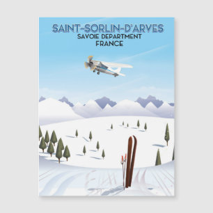 Saint-Sorlin d'Arves Frankreich Skiplakat Magnetkarte