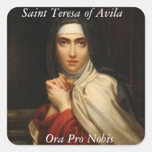 Saint Teresa Avila Carmelite Nun Ora Pro Nobis Quadratischer Aufkleber