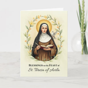 Saint Teresa von Avila Festtag Segnungen Floral W Karte