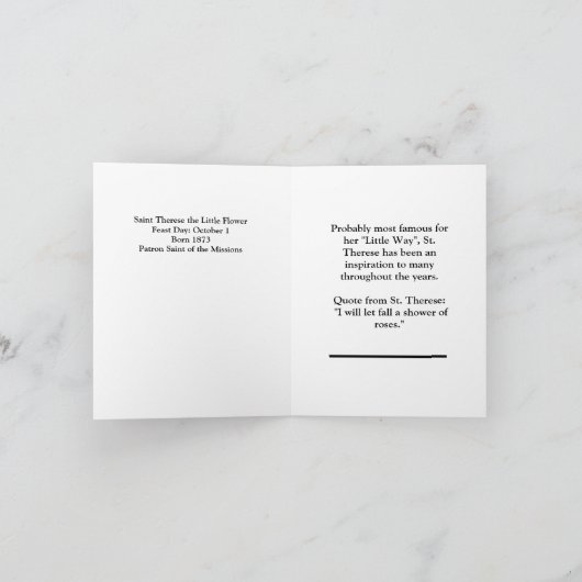 Saint Therese Karte (Innenseite)