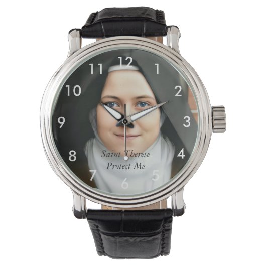 Saint Therese Protect Me Armbanduhr (Vorderseite)